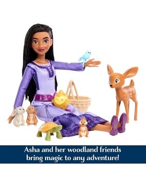 Mattel Asha Doll with Purple Outfit & Woodland Animal Friends